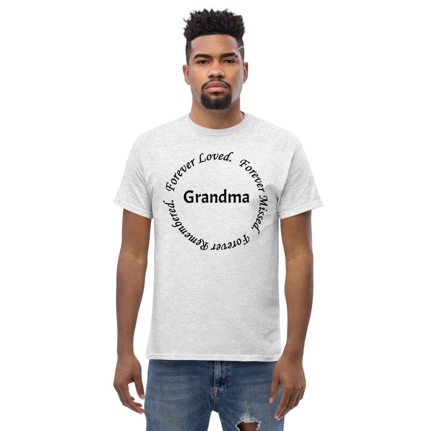 Classic Cotton Men's T-Shirt Circle Design Black Lettering