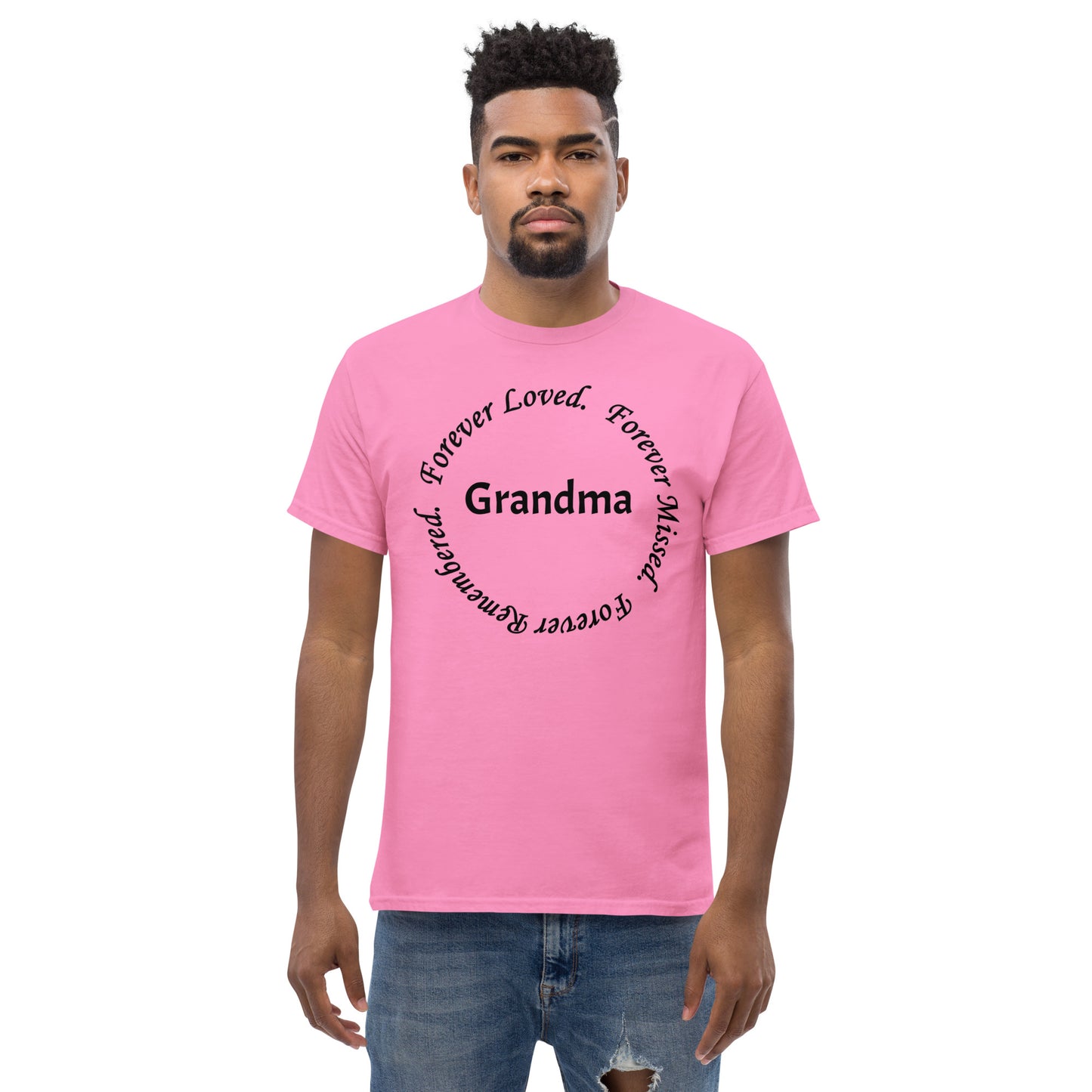 Classic Cotton Men's T-Shirt Circle Design Black Lettering