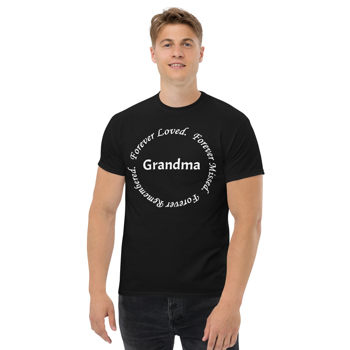 Gildan Classic Cotton Men's T-Shirt Circle Design White Lettering