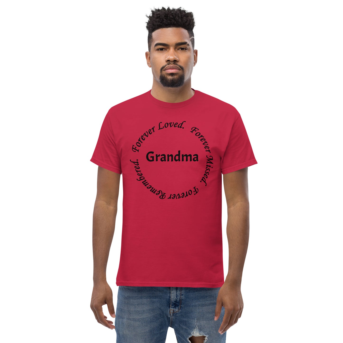 Classic Cotton Men's T-Shirt Circle Design Black Lettering