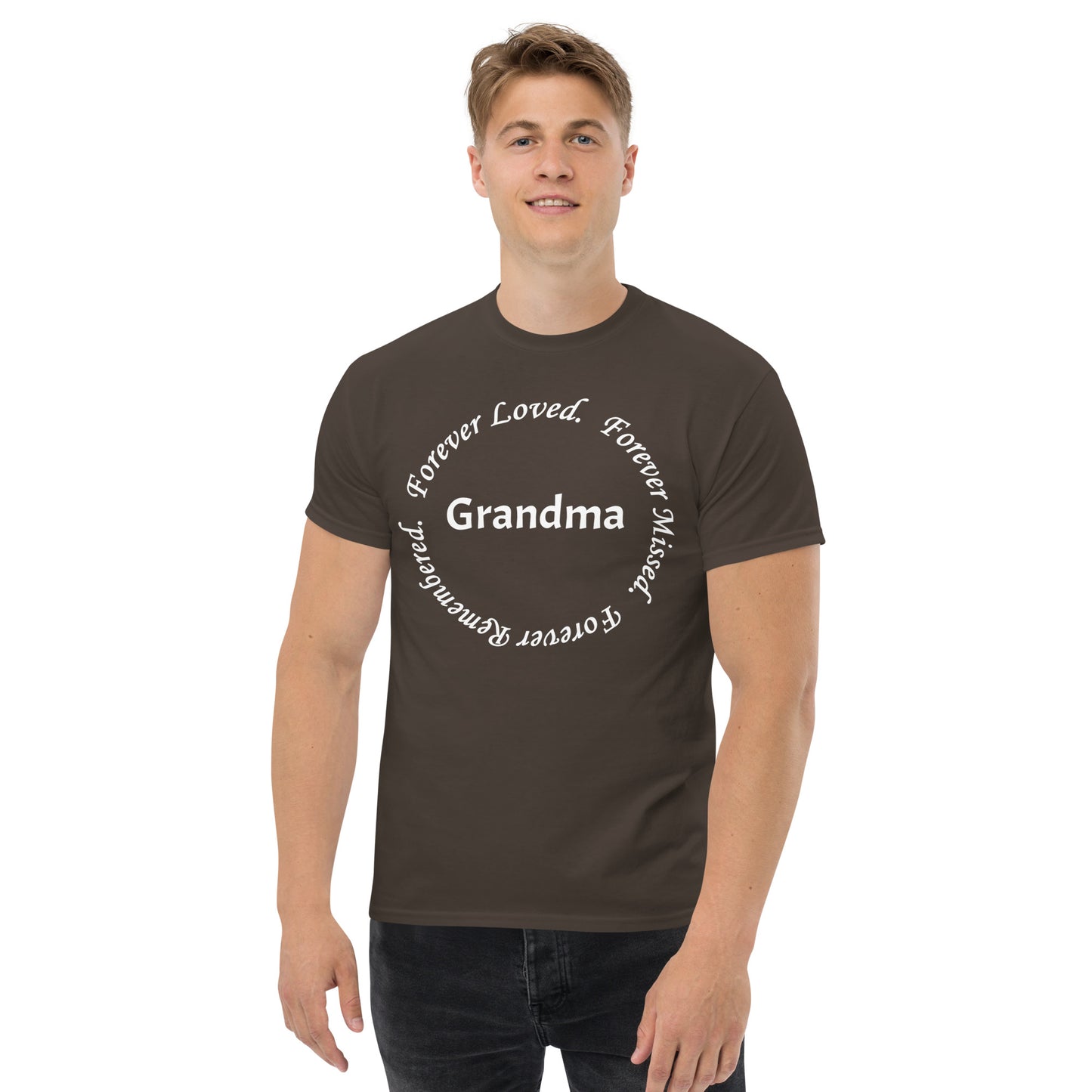 Gildan Classic Cotton Men's T-Shirt Circle Design White Lettering
