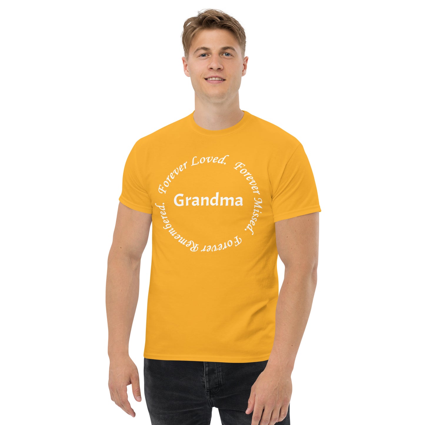 Gildan Classic Cotton Men's T-Shirt Circle Design White Lettering