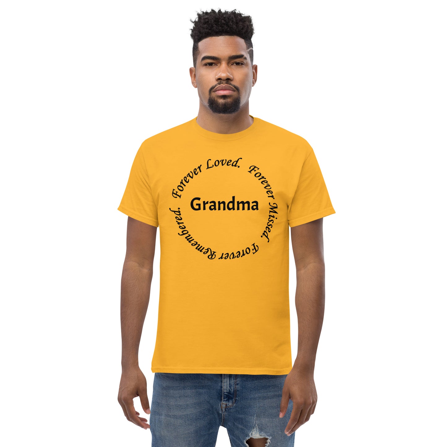 Classic Cotton Men's T-Shirt Circle Design Black Lettering