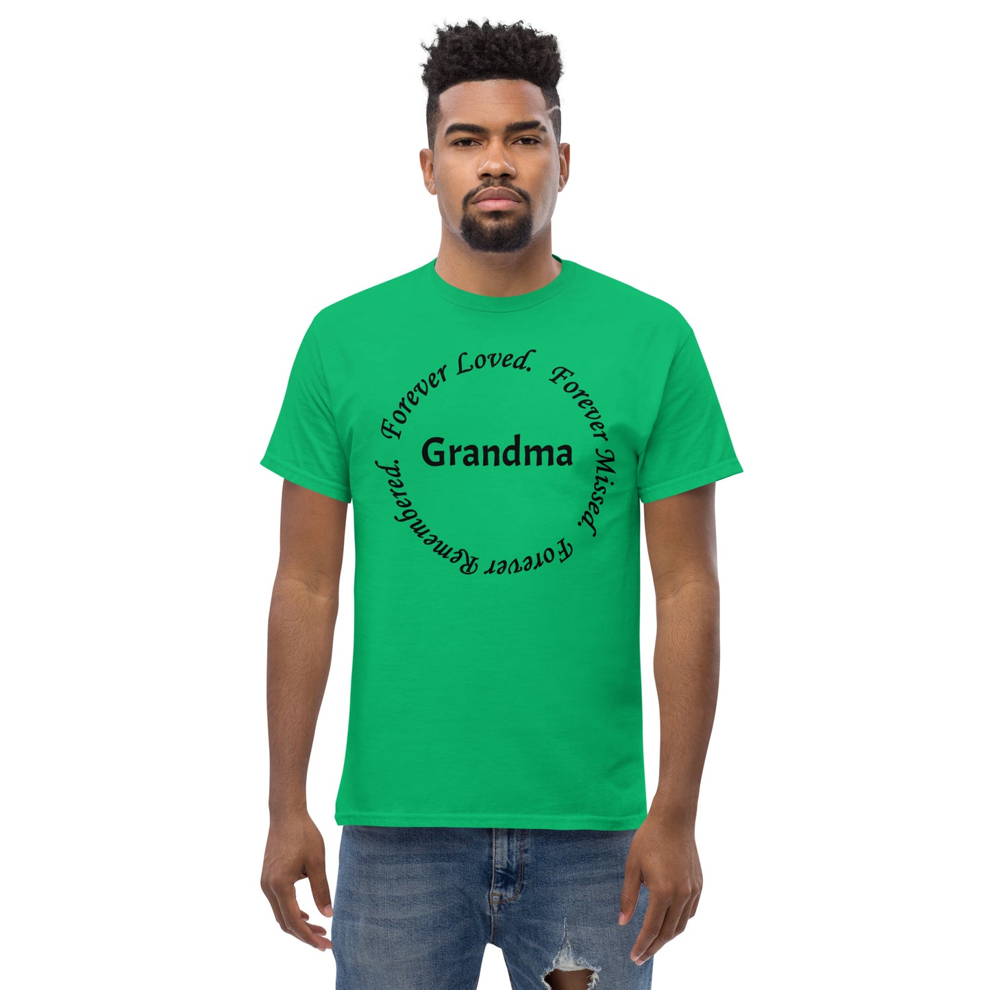 Classic Cotton Men's T-Shirt Circle Design Black Lettering