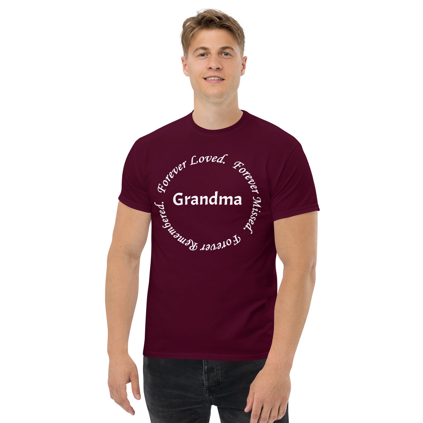 Gildan Classic Cotton Men's T-Shirt Circle Design White Lettering