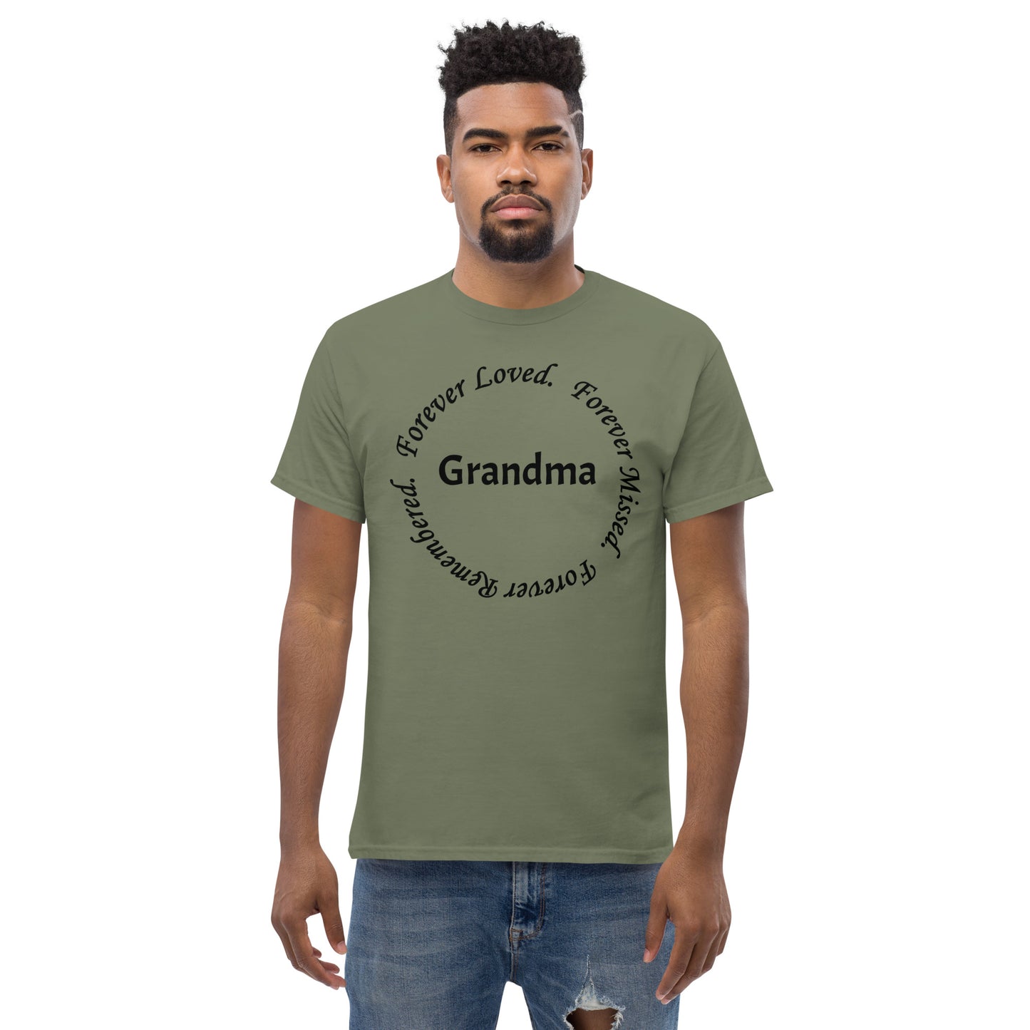 Classic Cotton Men's T-Shirt Circle Design Black Lettering