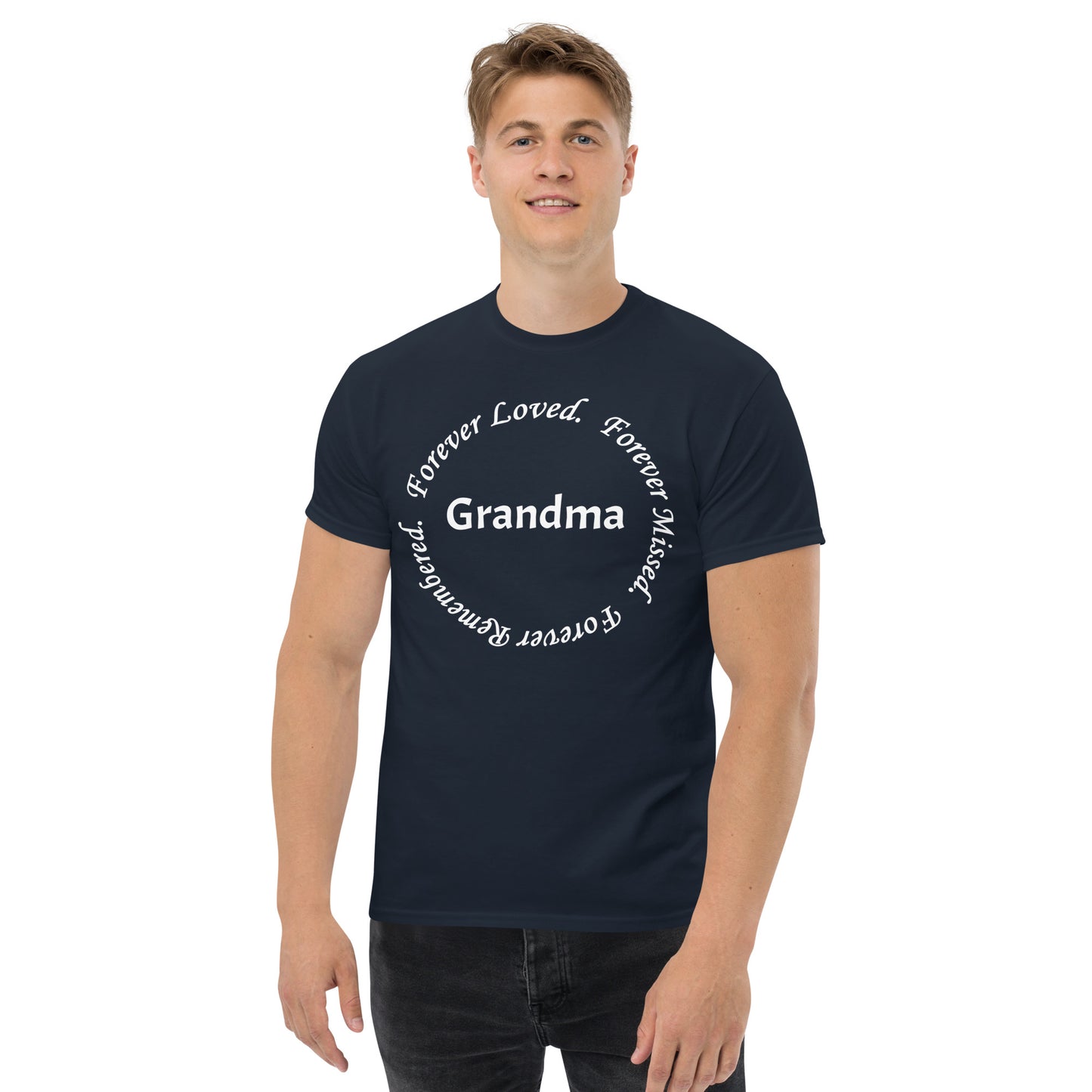 Gildan Classic Cotton Men's T-Shirt Circle Design White Lettering