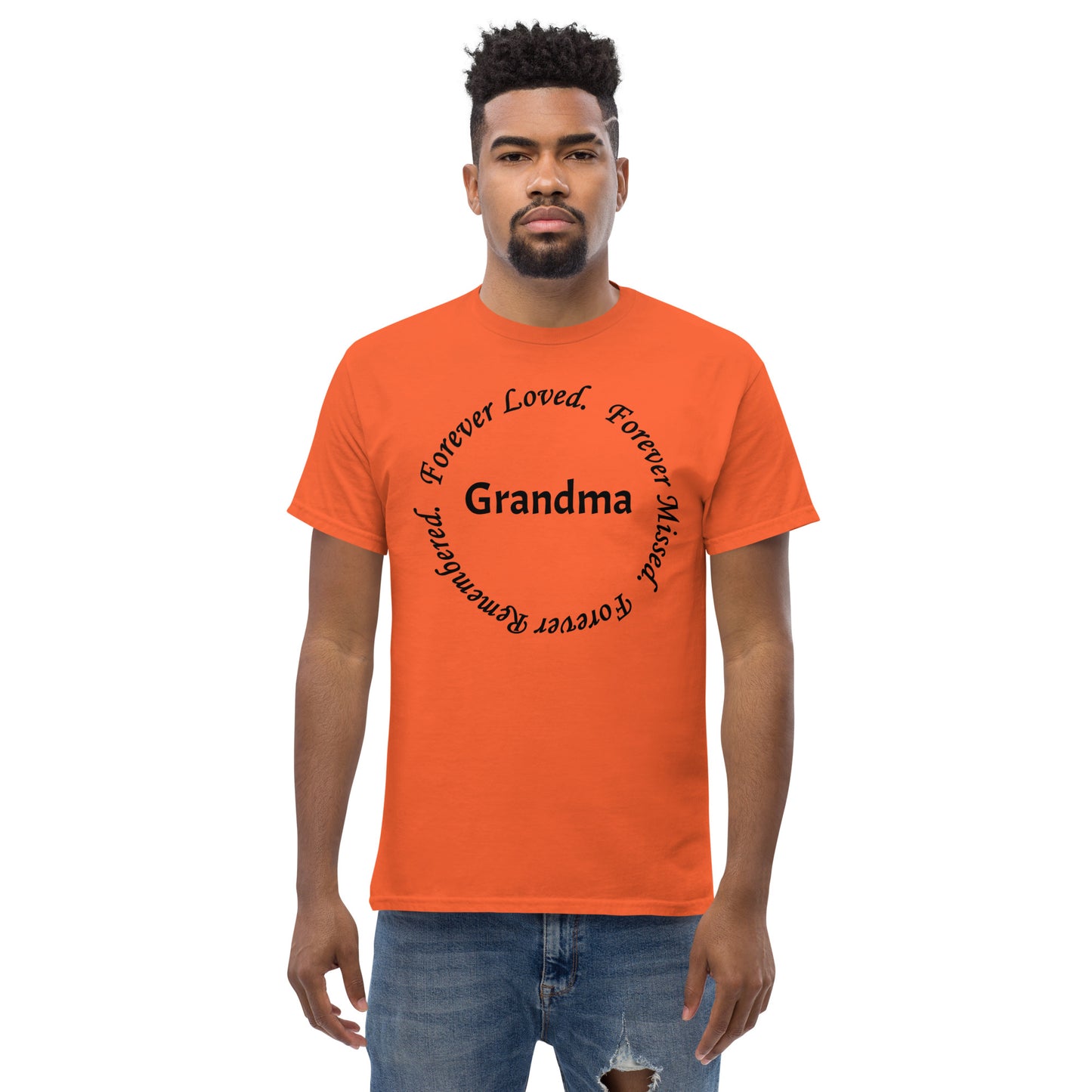 Classic Cotton Men's T-Shirt Circle Design Black Lettering