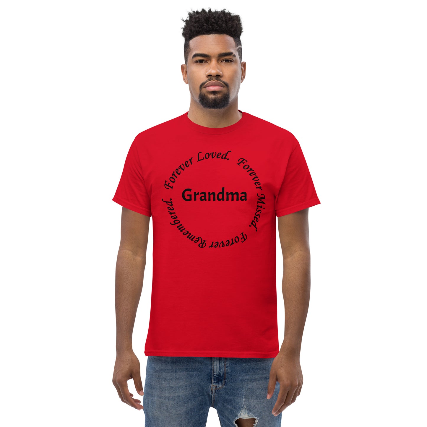 Classic Cotton Men's T-Shirt Circle Design Black Lettering