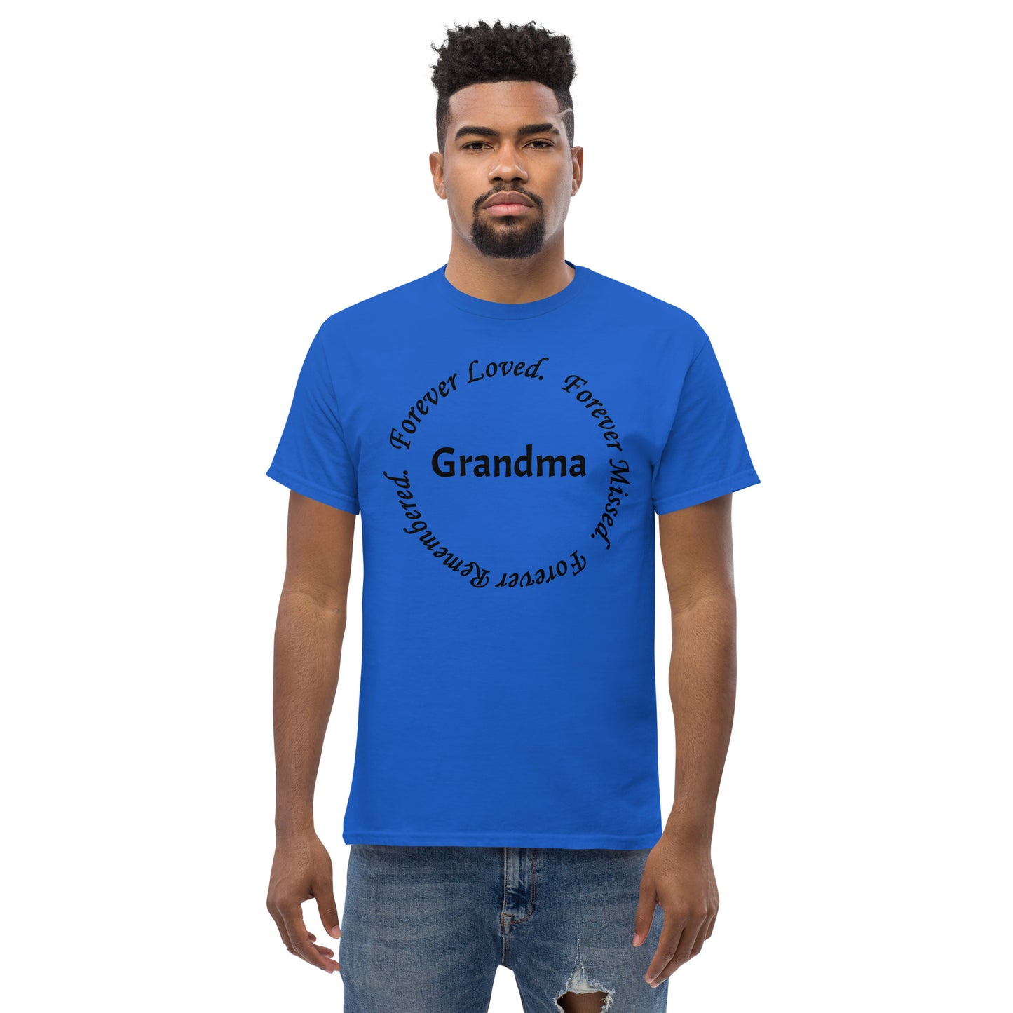 Classic Cotton Men's T-Shirt Circle Design Black Lettering