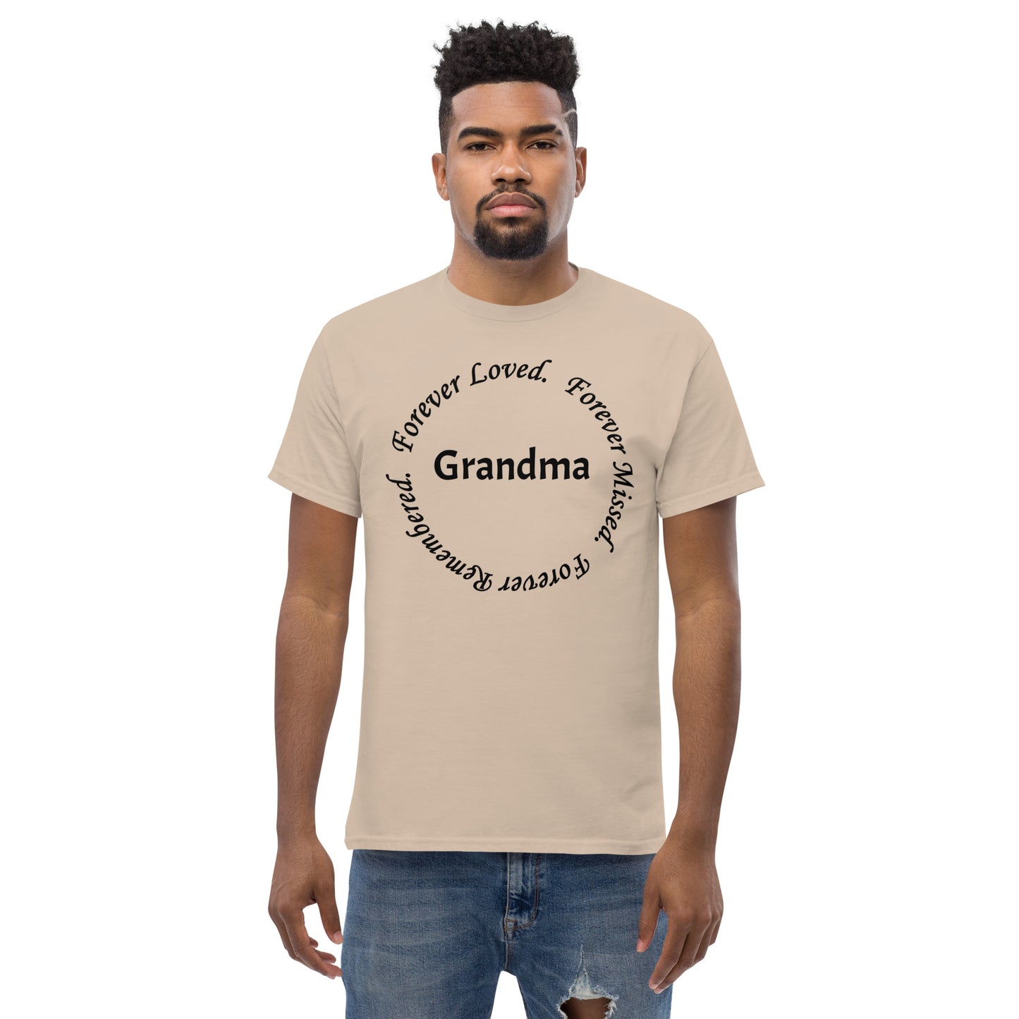 Classic Cotton Men's T-Shirt Circle Design Black Lettering