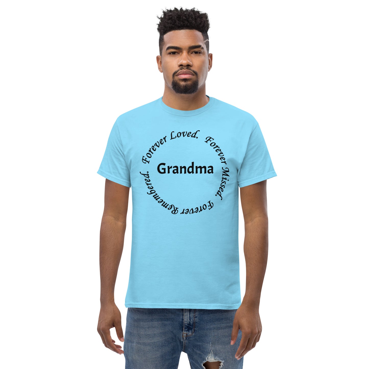 Classic Cotton Men's T-Shirt Circle Design Black Lettering