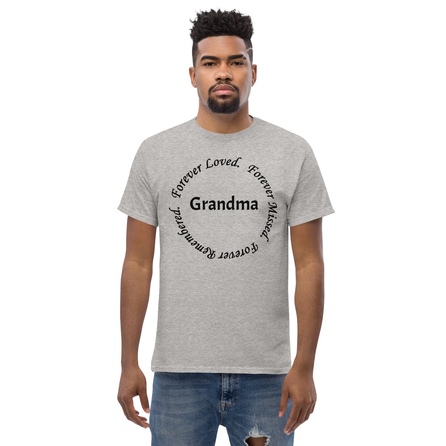 Classic Cotton Men's T-Shirt Circle Design Black Lettering