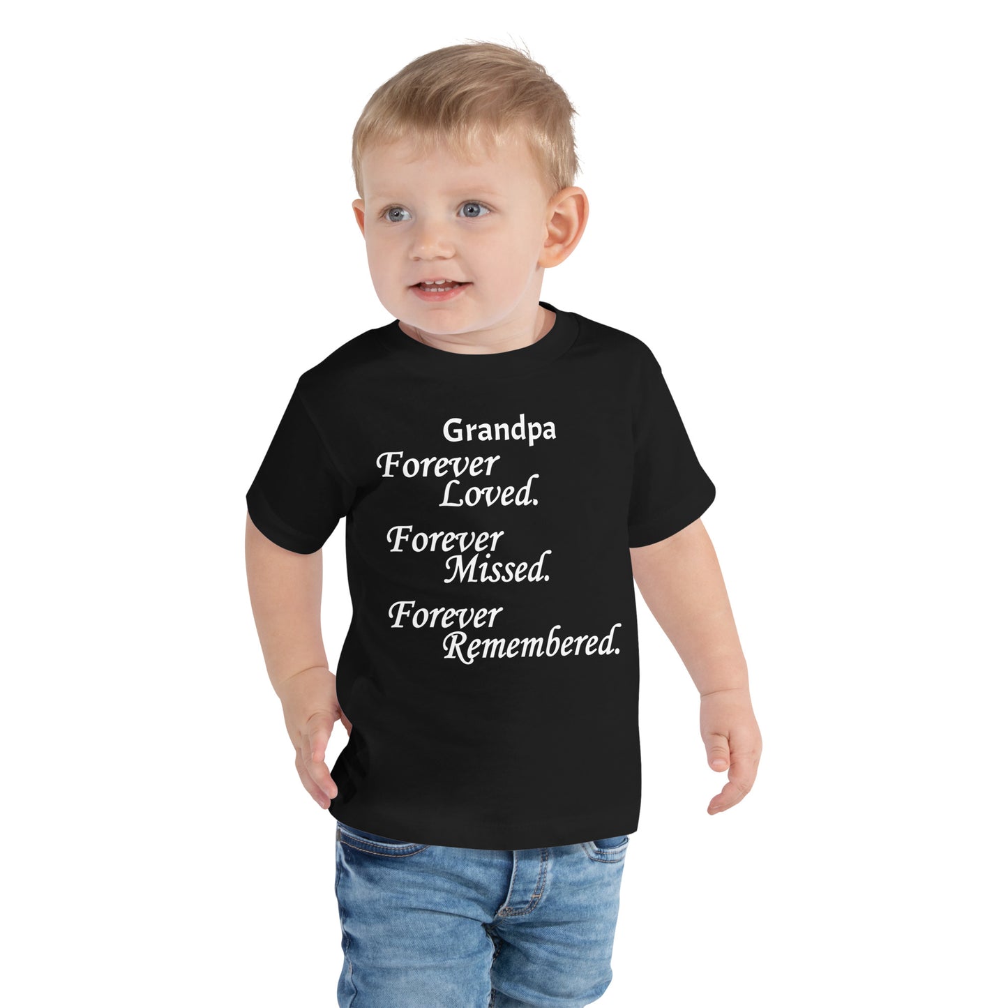 Bella + Canvas Combed and Ring-Spun Cotton Toddler T-Shirt Block Design White Lettering