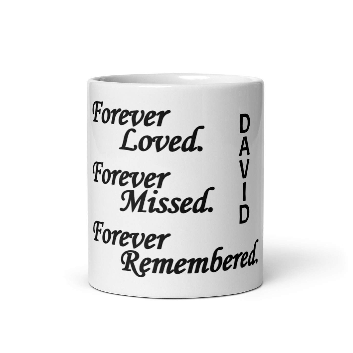 Glossy White Mug "David" - Block Design