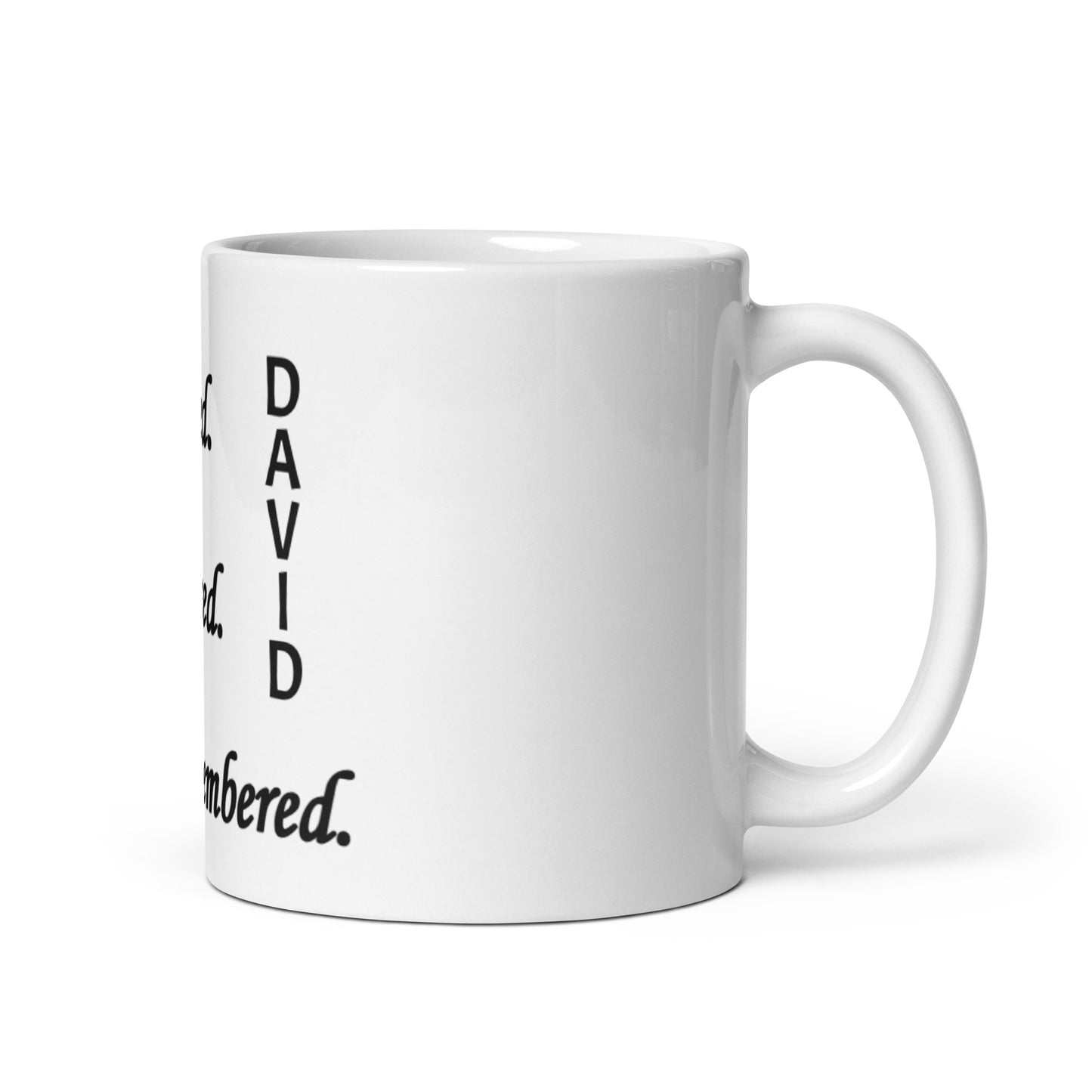 Glossy White Mug "David" - Block Design