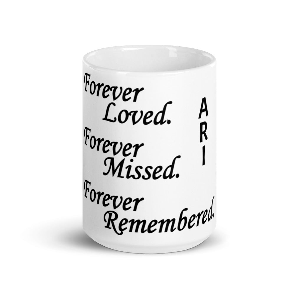 Glossy White Mug "Ari" - Block Design