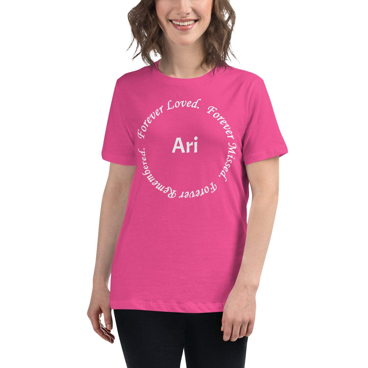 Bella + Canvas Combed and Ring-Spun Cotton Women's T-Shirt Circle Design White Lettering