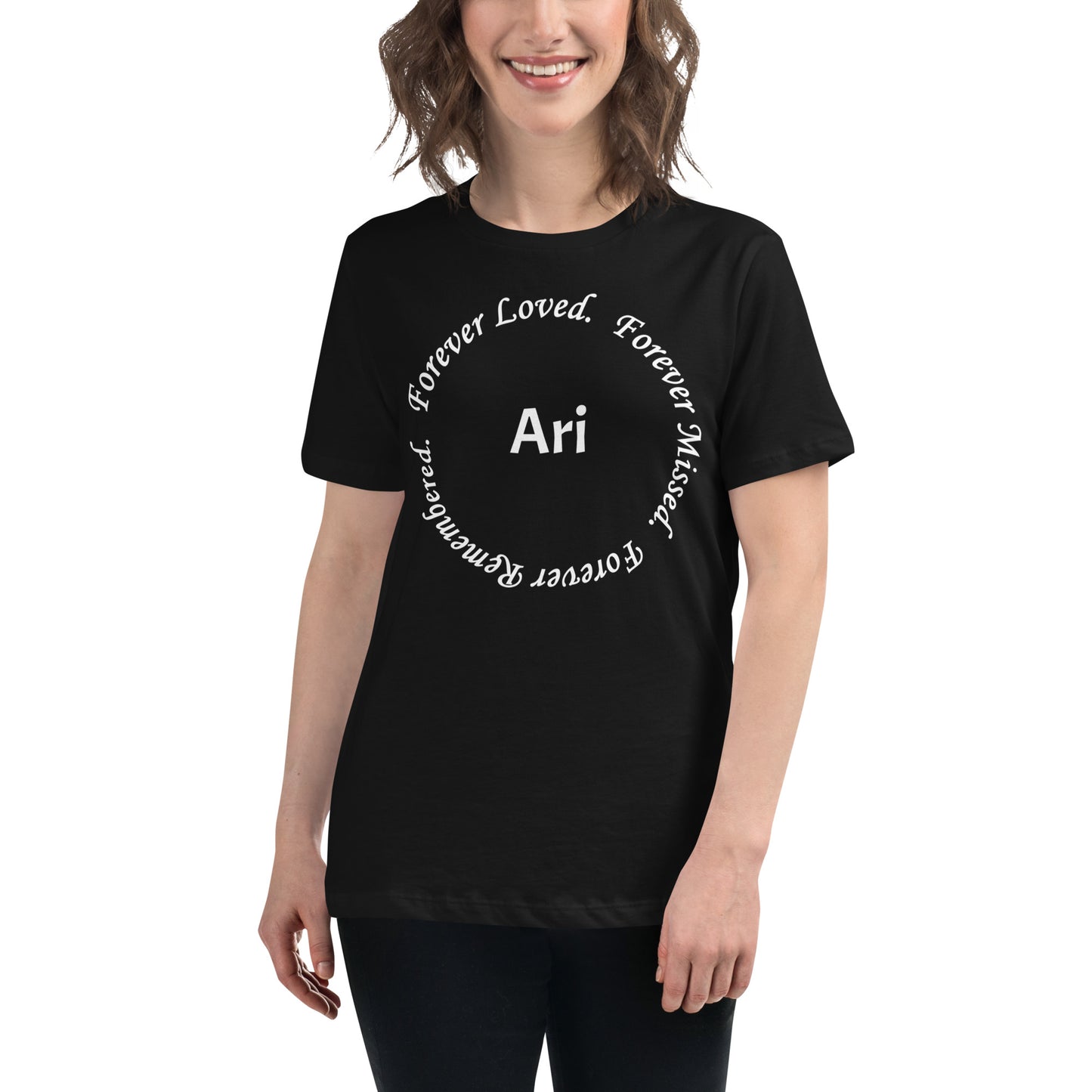 Bella + Canvas Combed and Ring-Spun Cotton Women's T-Shirt Circle Design White Lettering