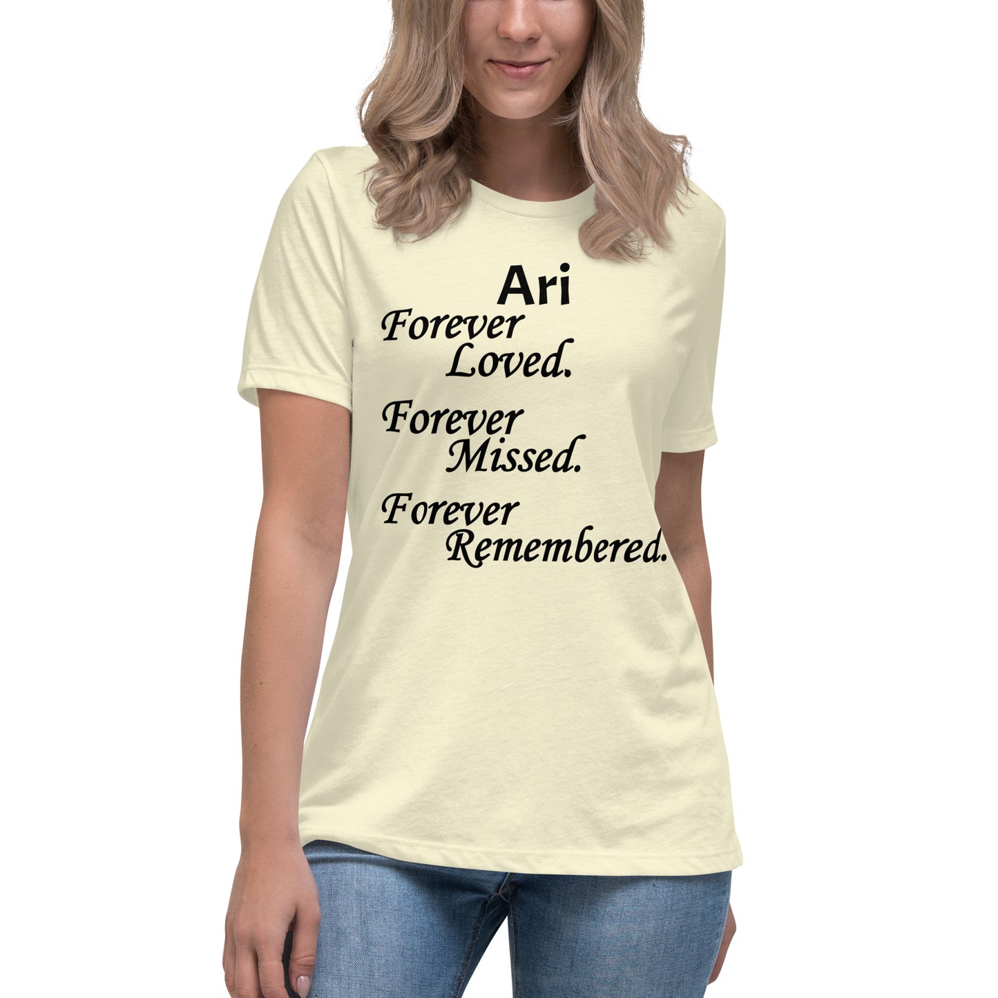 Bella + Canvas Combed and Ring-Spun Cotton Women's T-Shirt Block Design Black Lettering