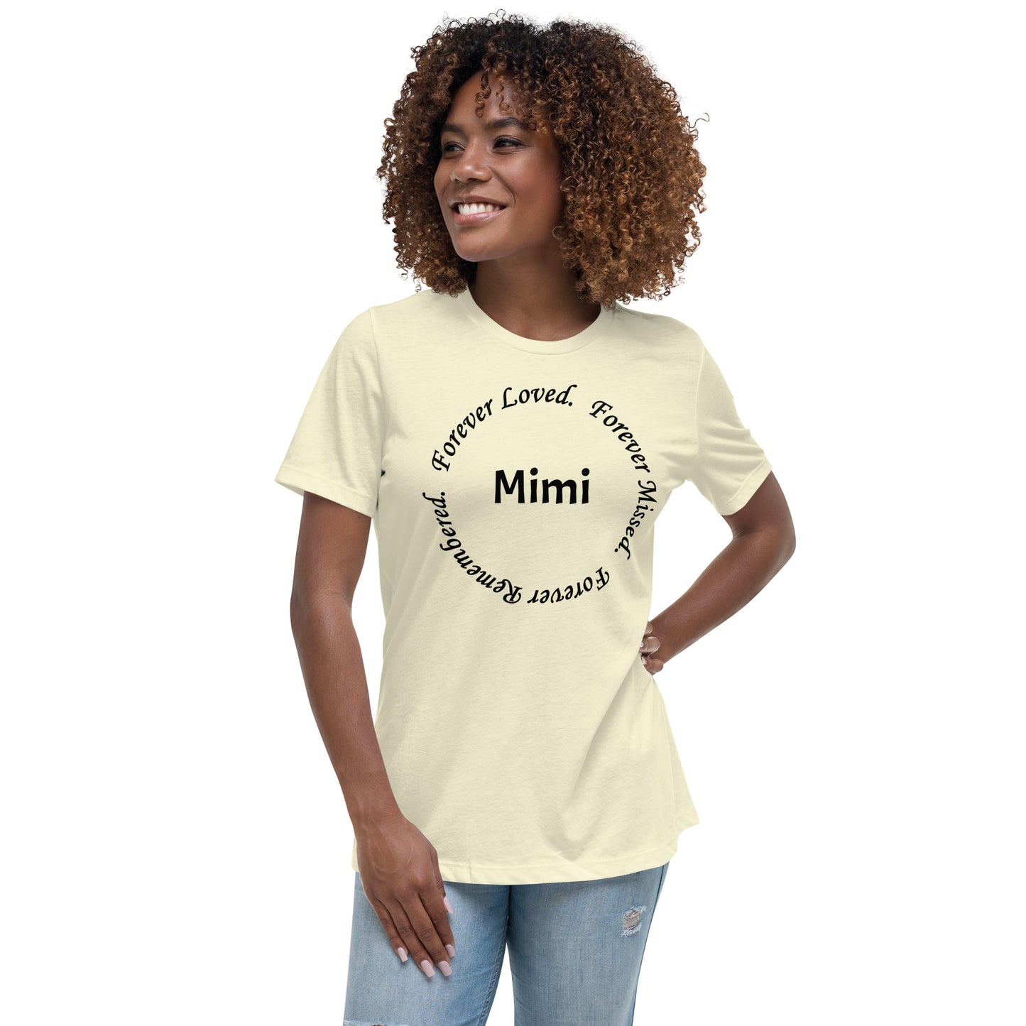 Bella + Canvas Combed and Ring-Spun Cotton Women's T-Shirt Circle Design Black Lettering