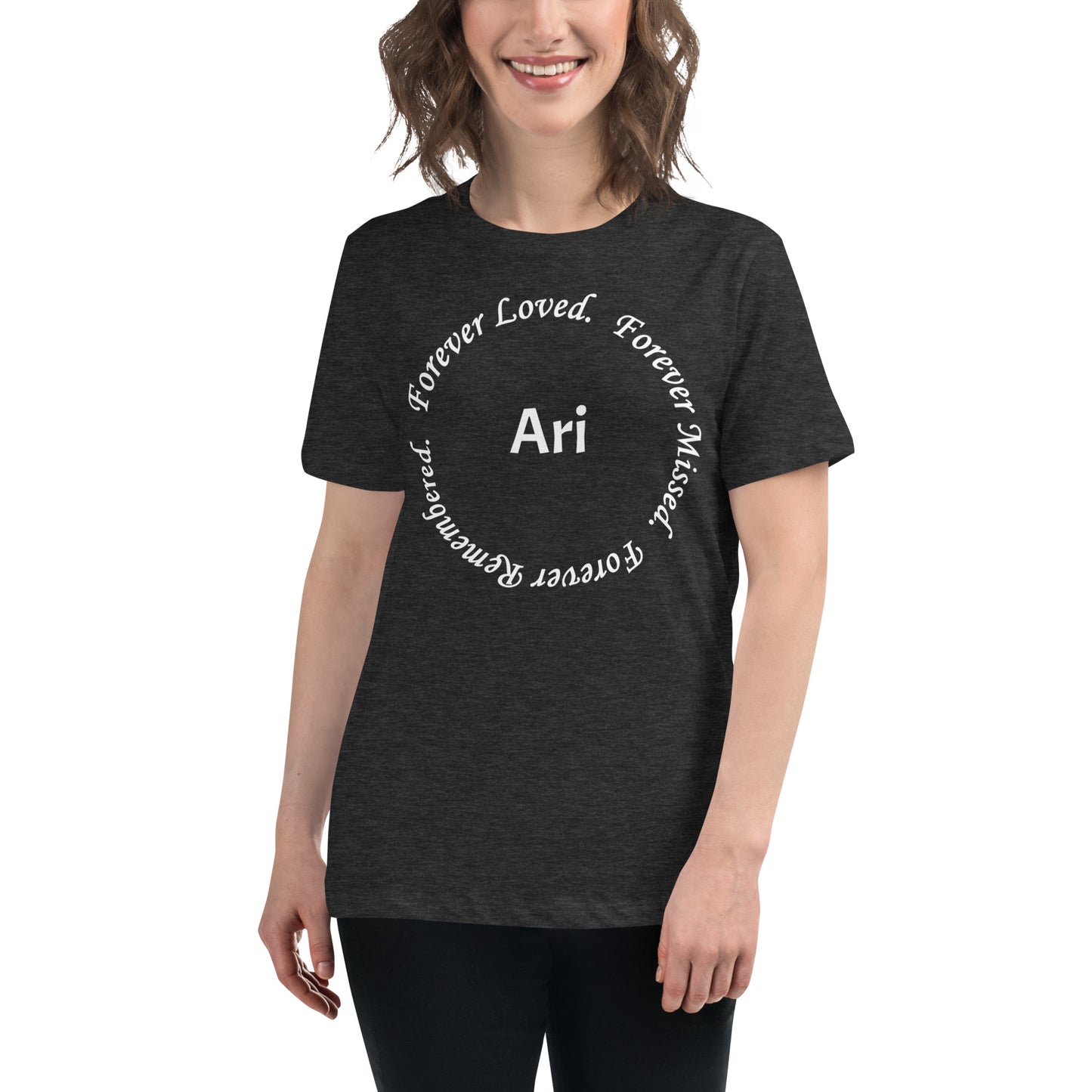 Bella + Canvas Combed and Ring-Spun Cotton Women's T-Shirt Circle Design White Lettering