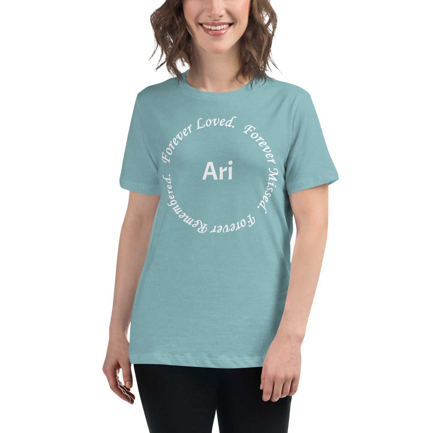 Bella + Canvas Combed and Ring-Spun Cotton Women's T-Shirt Circle Design White Lettering