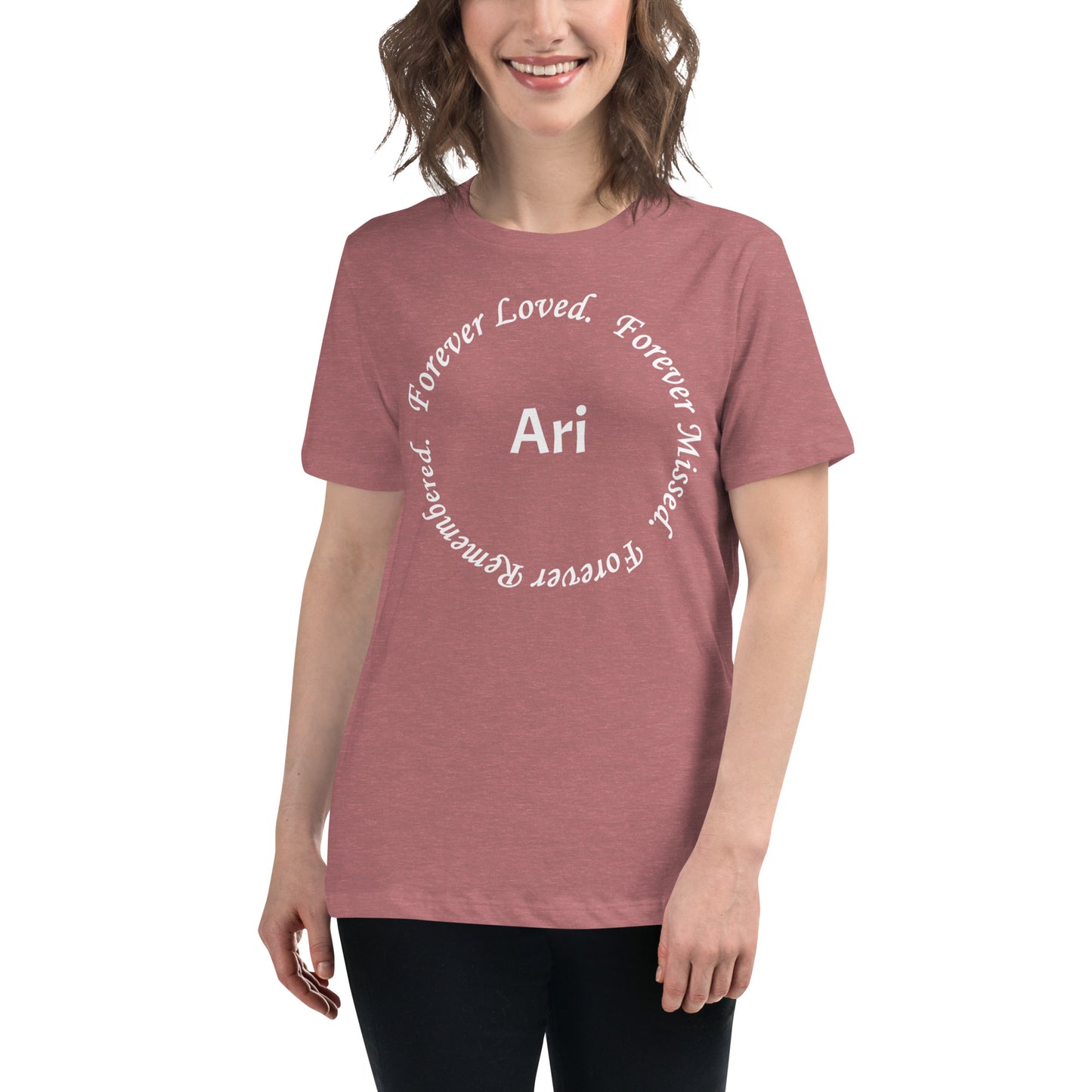 Bella + Canvas Combed and Ring-Spun Cotton Women's T-Shirt Circle Design White Lettering