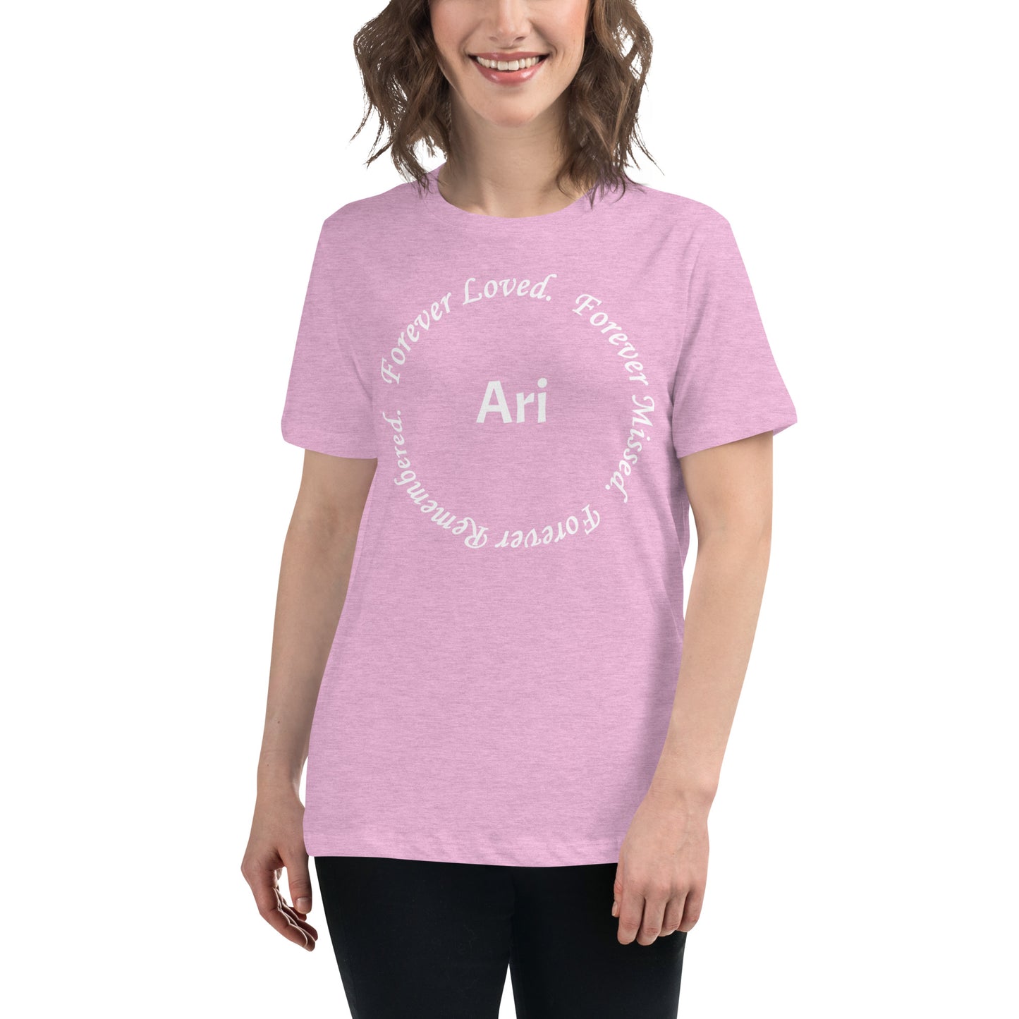 Bella + Canvas Combed and Ring-Spun Cotton Women's T-Shirt Circle Design White Lettering