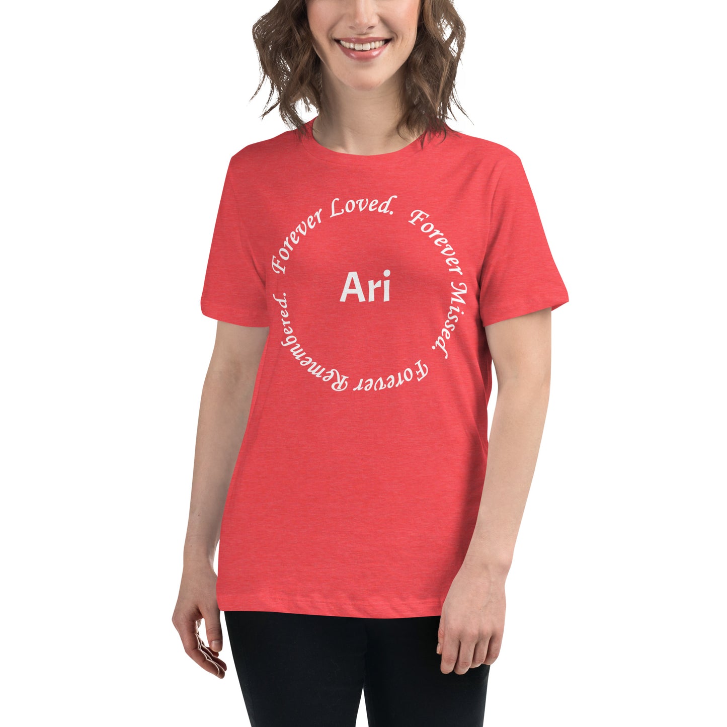 Bella + Canvas Combed and Ring-Spun Cotton Women's T-Shirt Circle Design White Lettering