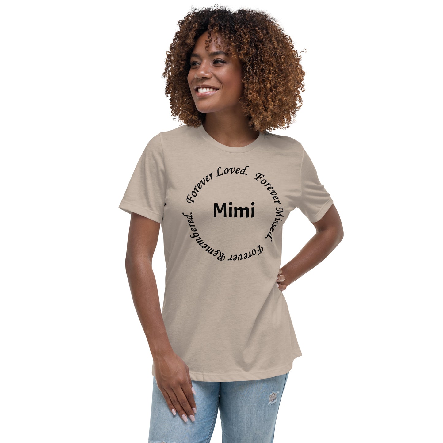 Bella + Canvas Combed and Ring-Spun Cotton Women's T-Shirt Circle Design Black Lettering