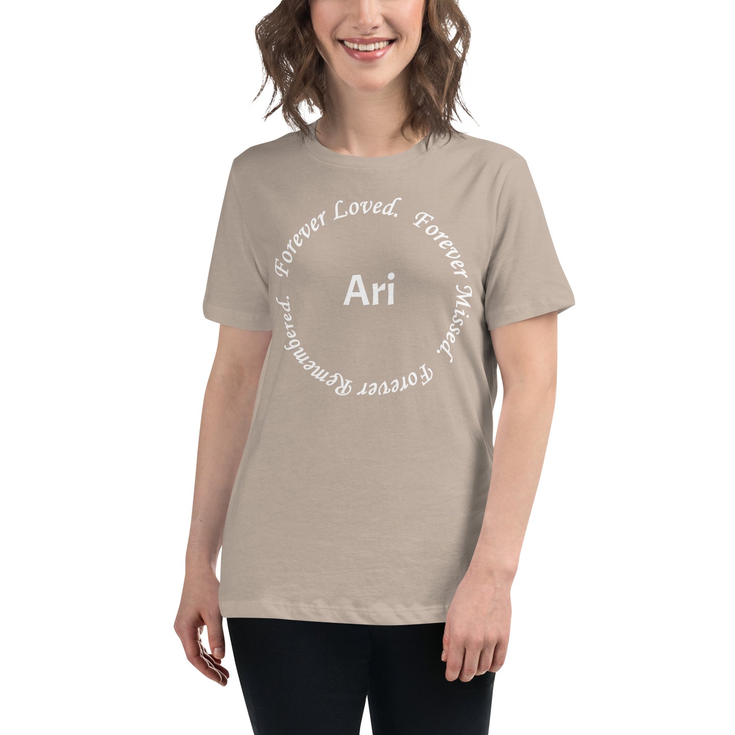 Bella + Canvas Combed and Ring-Spun Cotton Women's T-Shirt Circle Design White Lettering