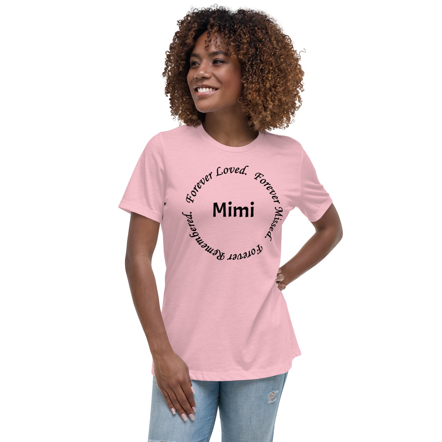 Bella + Canvas Combed and Ring-Spun Cotton Women's T-Shirt Circle Design Black Lettering