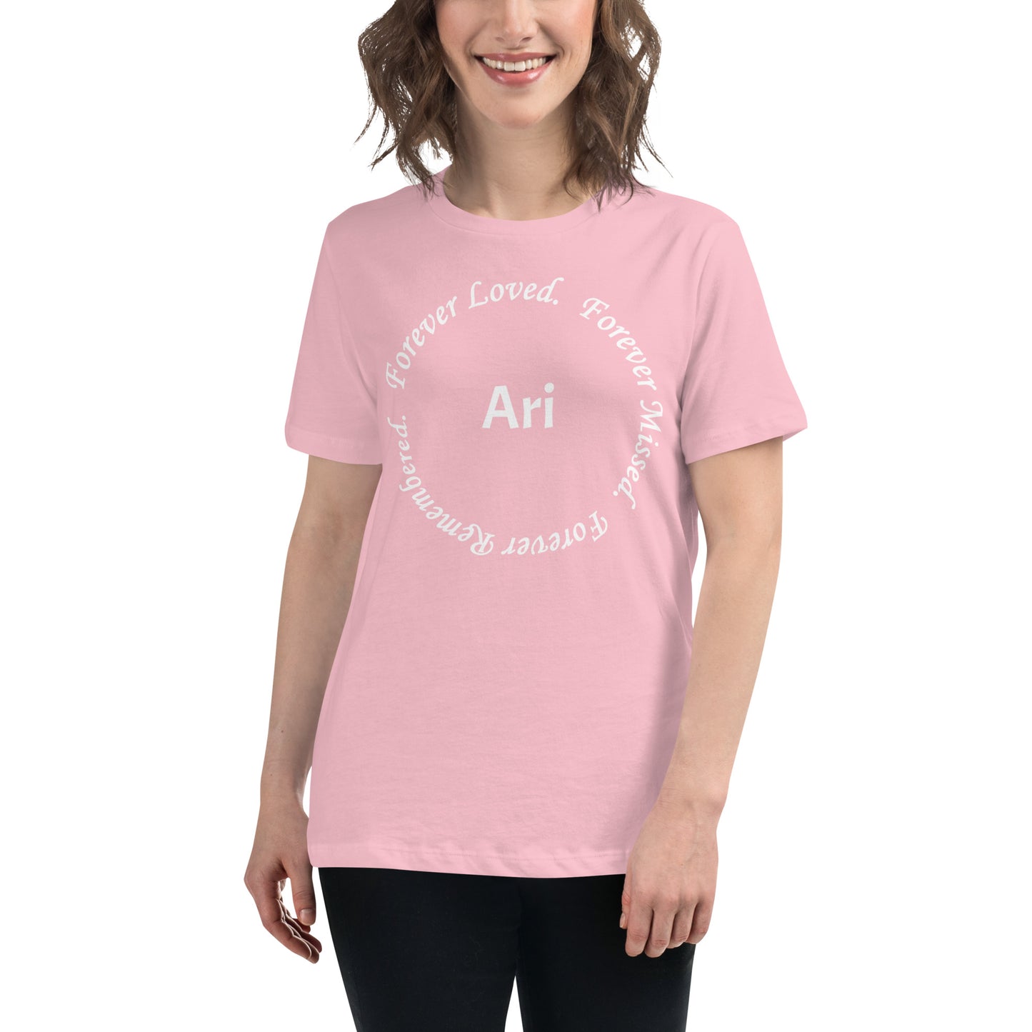 Bella + Canvas Combed and Ring-Spun Cotton Women's T-Shirt Circle Design White Lettering