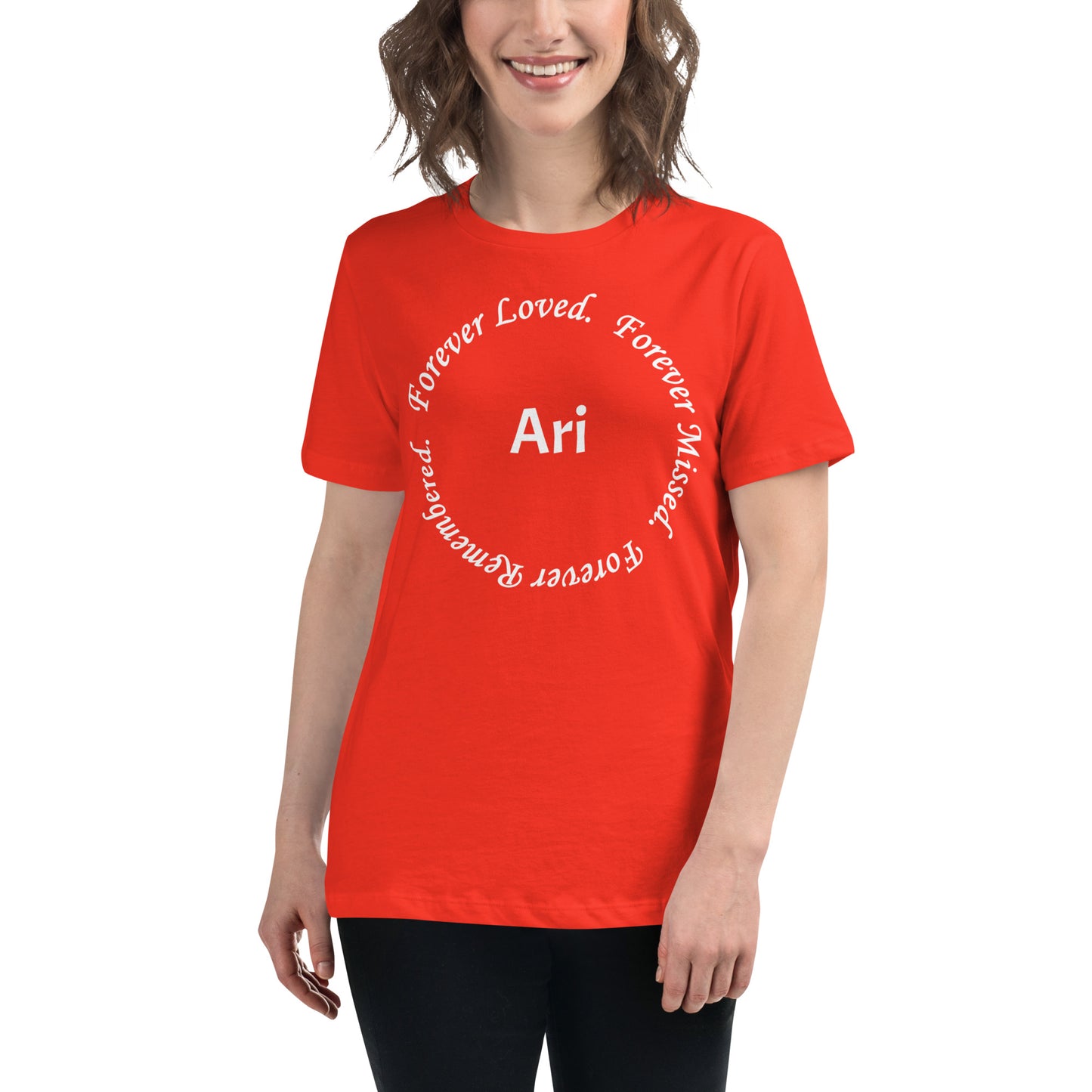 Bella + Canvas Combed and Ring-Spun Cotton Women's T-Shirt Circle Design White Lettering