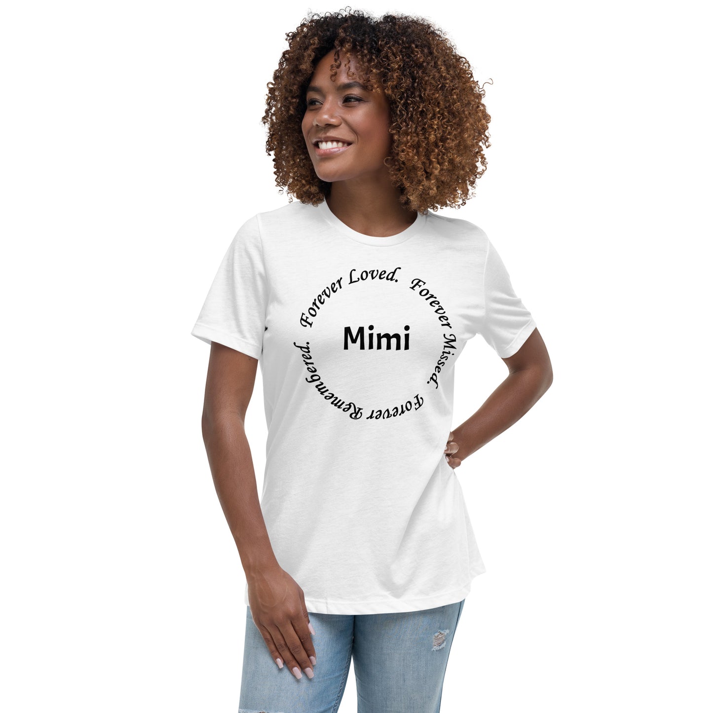 Bella + Canvas Combed and Ring-Spun Cotton Women's T-Shirt Circle Design Black Lettering