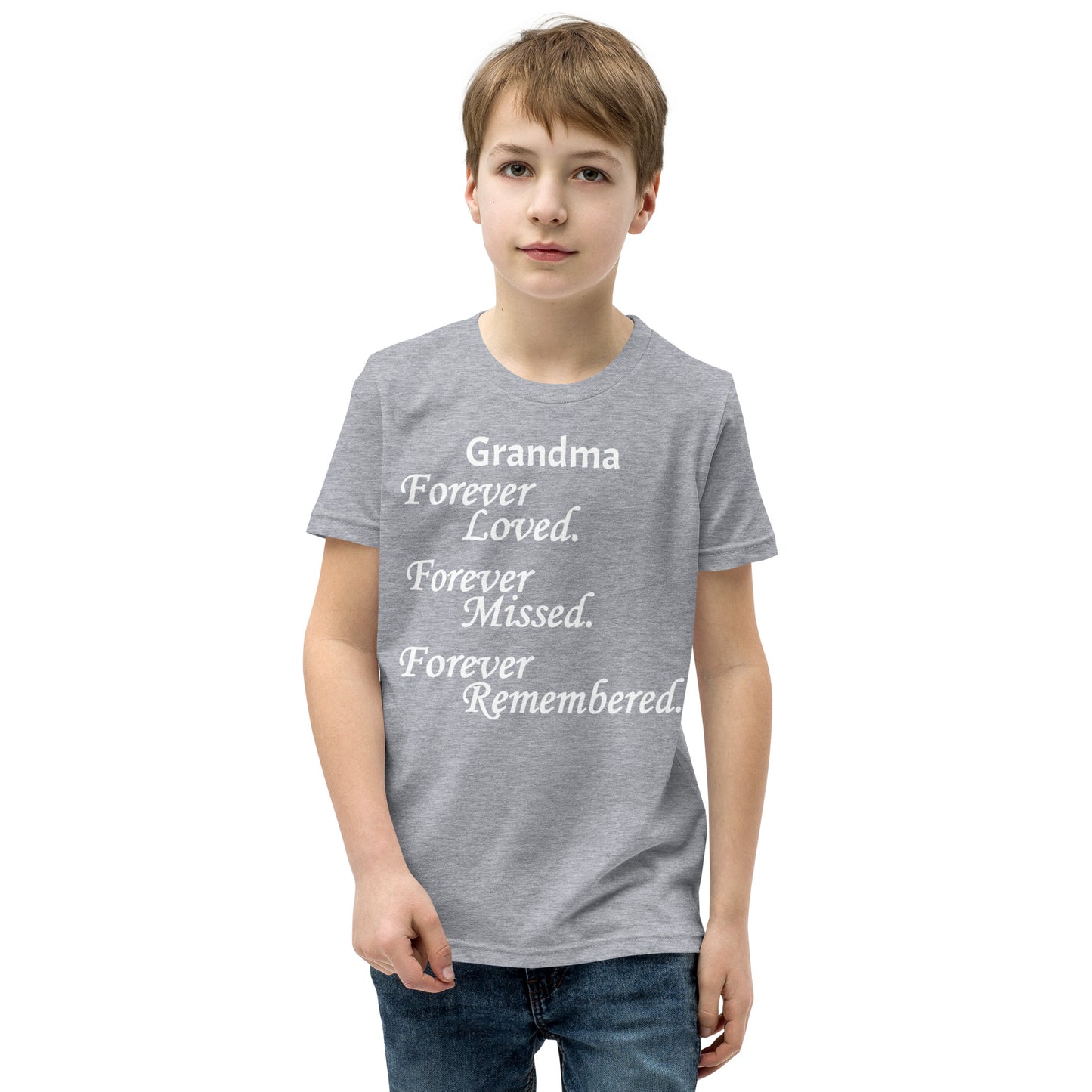 Bella + Canvas Combed and Ring-Spun Cotton Youth T-Shirt Block Design White Lettering