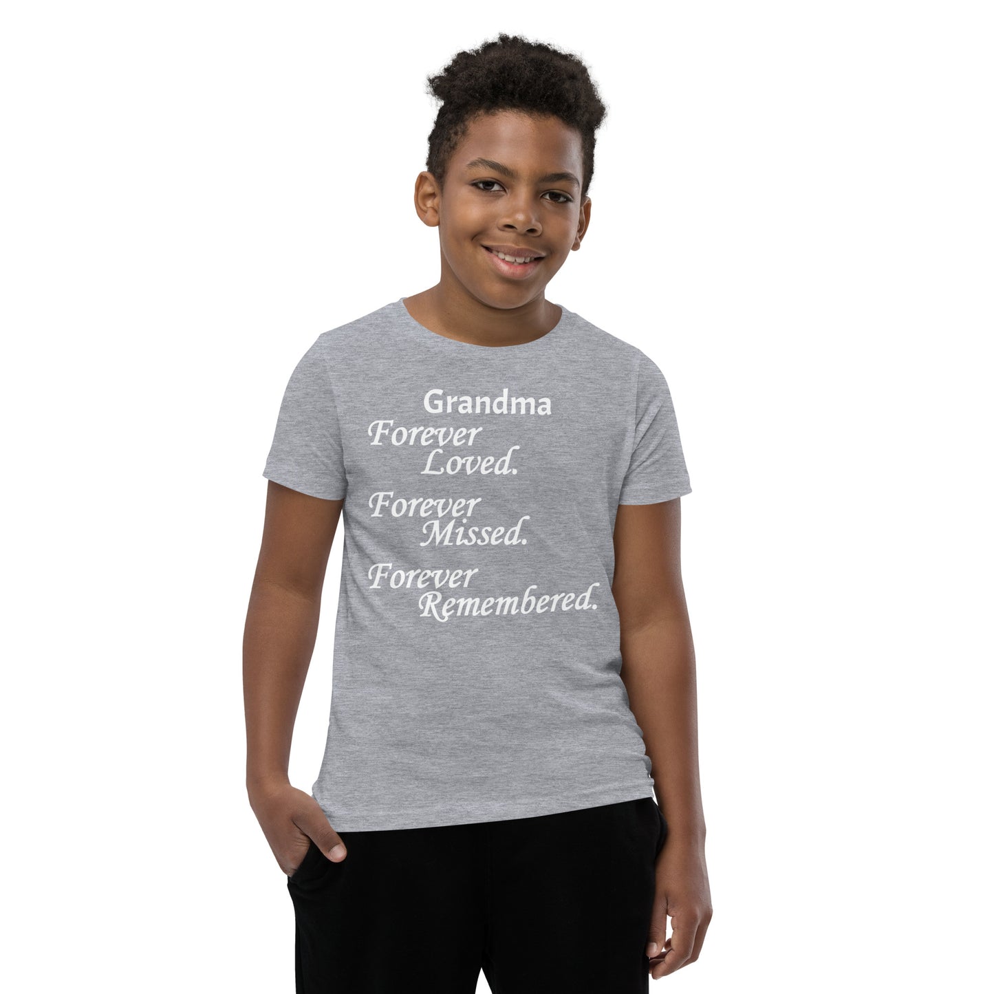 Bella + Canvas Combed and Ring-Spun Cotton Youth T-Shirt Block Design White Lettering