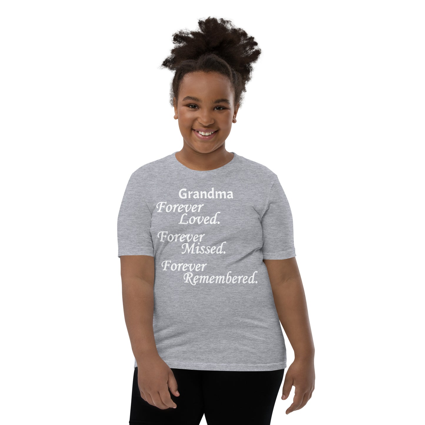 Bella + Canvas Combed and Ring-Spun Cotton Youth T-Shirt Block Design White Lettering