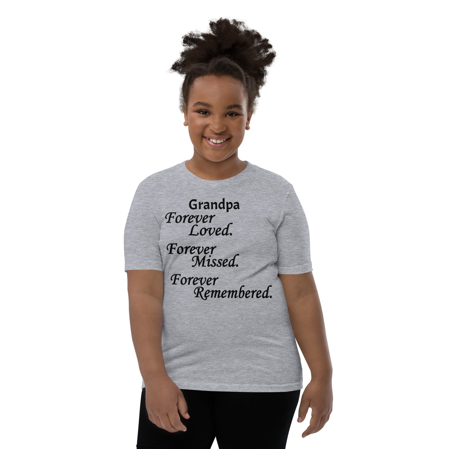 Bella + Canvas Combed and Ring-Spun Cotton Youth T-Shirt Block Design Black Lettering
