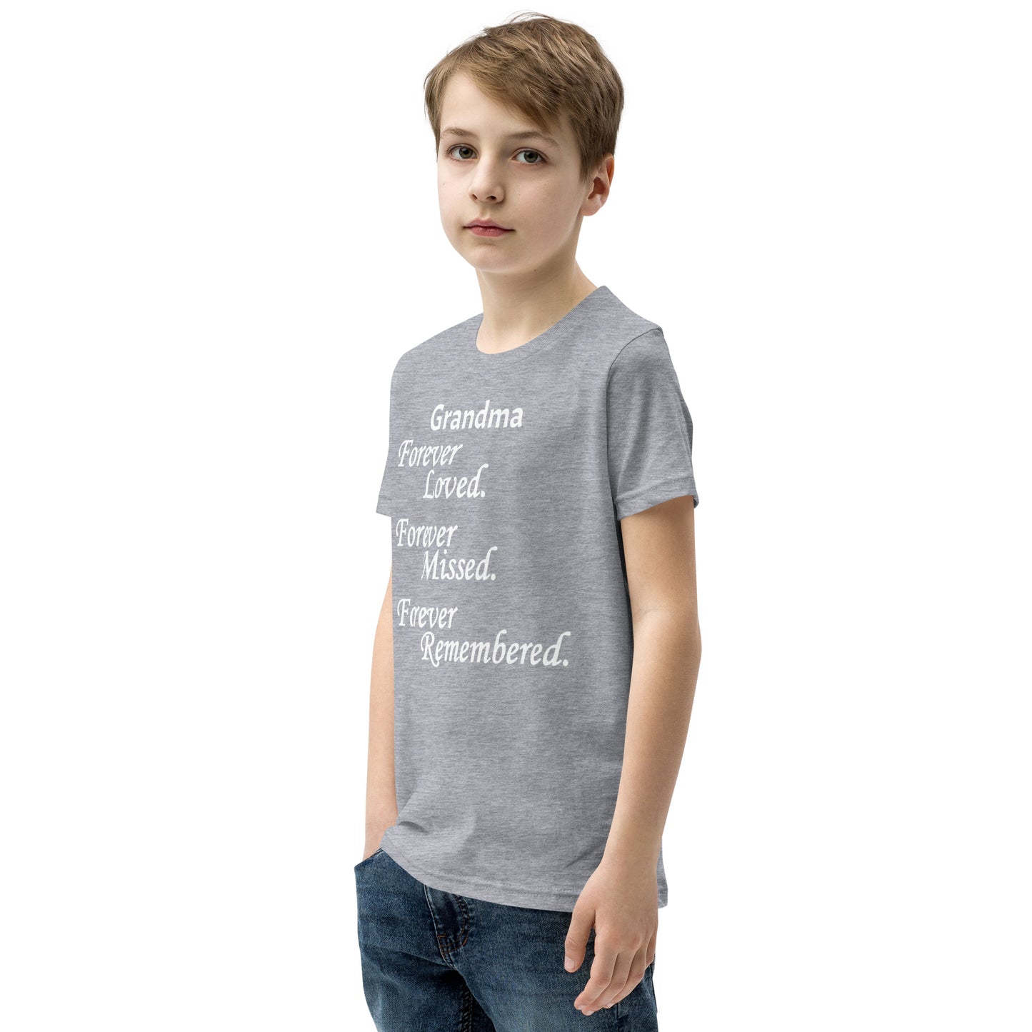 Bella + Canvas Combed and Ring-Spun Cotton Youth T-Shirt Block Design White Lettering
