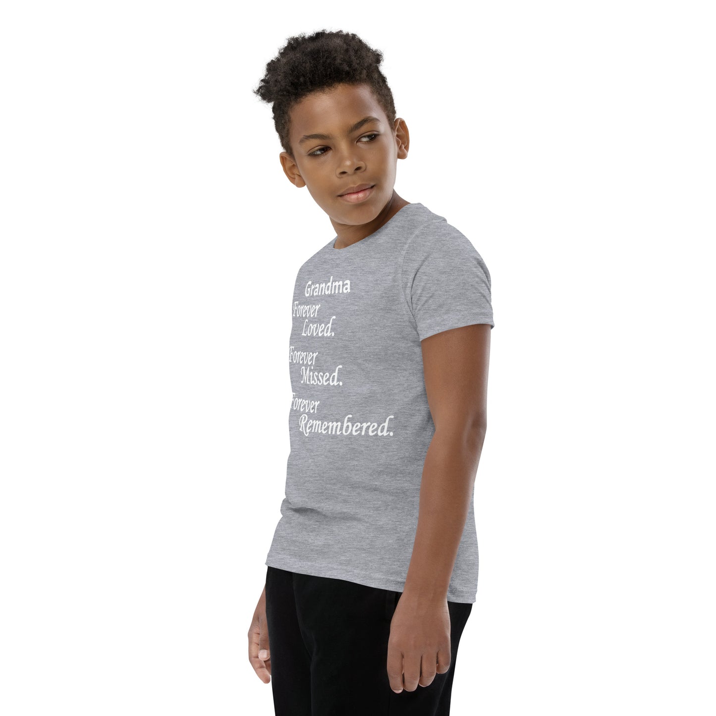 Bella + Canvas Combed and Ring-Spun Cotton Youth T-Shirt Block Design White Lettering