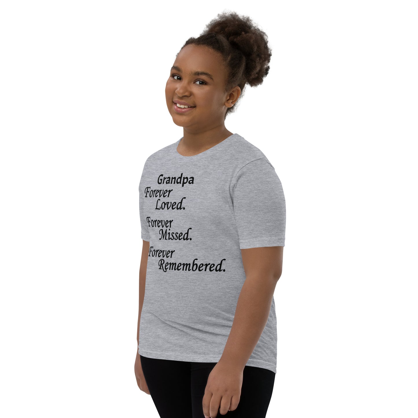 Bella + Canvas Combed and Ring-Spun Cotton Youth T-Shirt Block Design Black Lettering
