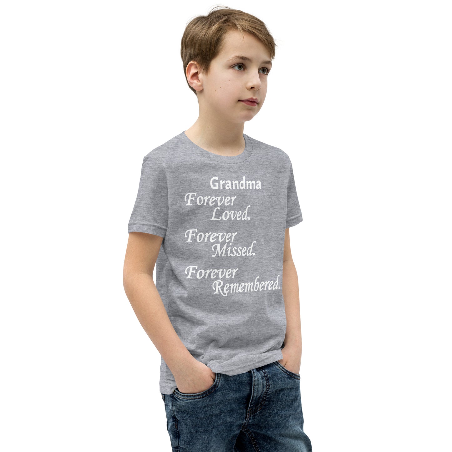Bella + Canvas Combed and Ring-Spun Cotton Youth T-Shirt Block Design White Lettering