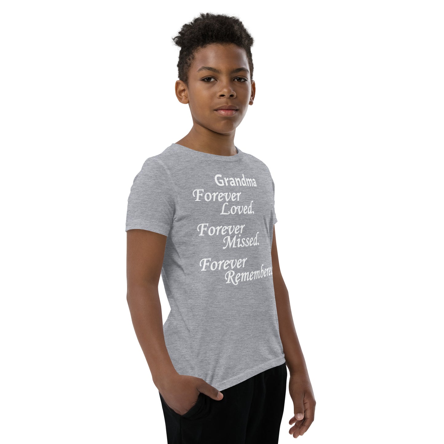 Bella + Canvas Combed and Ring-Spun Cotton Youth T-Shirt Block Design White Lettering