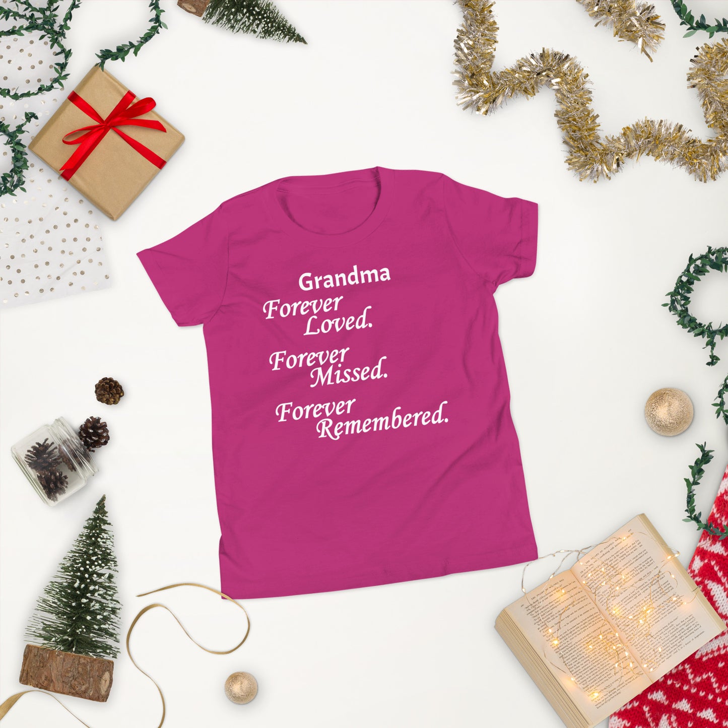 Bella + Canvas Combed and Ring-Spun Cotton Youth T-Shirt Block Design White Lettering