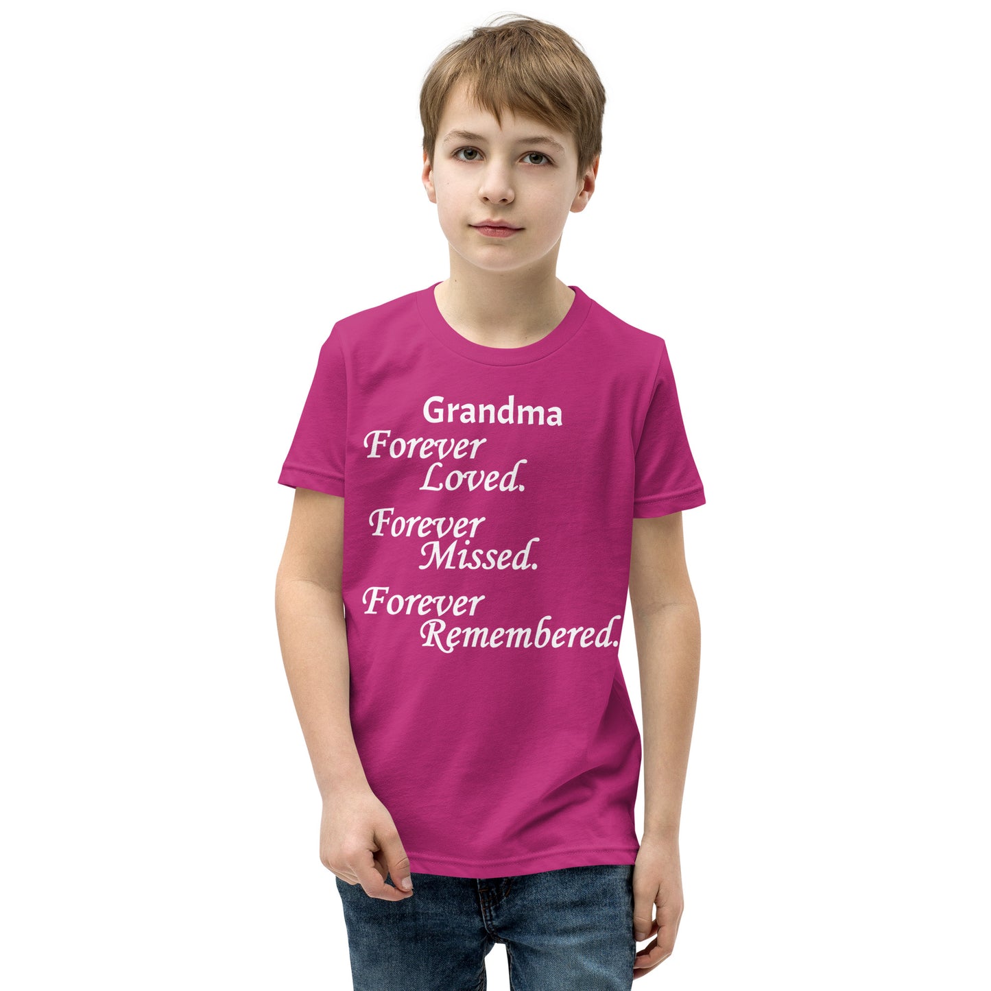Bella + Canvas Combed and Ring-Spun Cotton Youth T-Shirt Block Design White Lettering