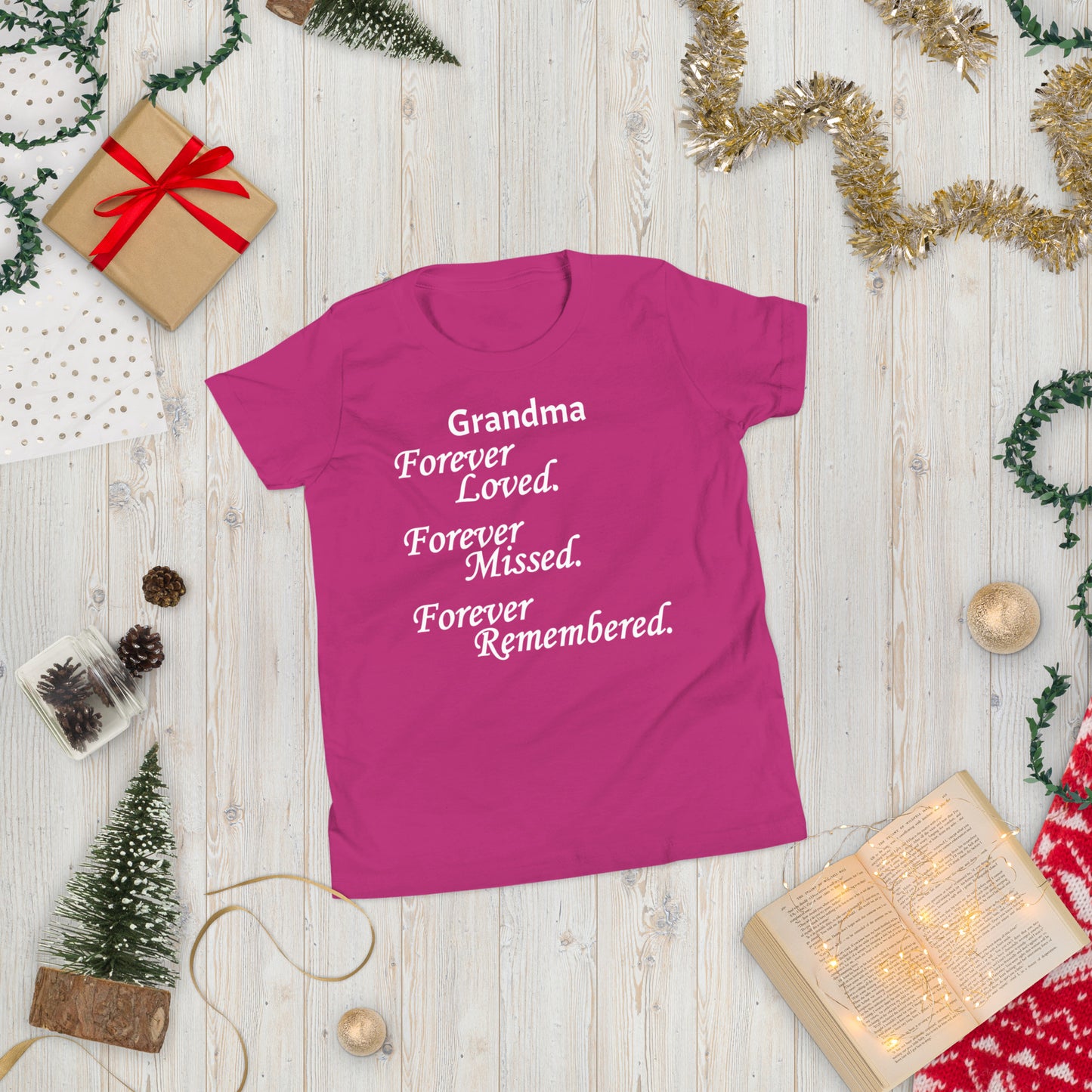Bella + Canvas Combed and Ring-Spun Cotton Youth T-Shirt Block Design White Lettering