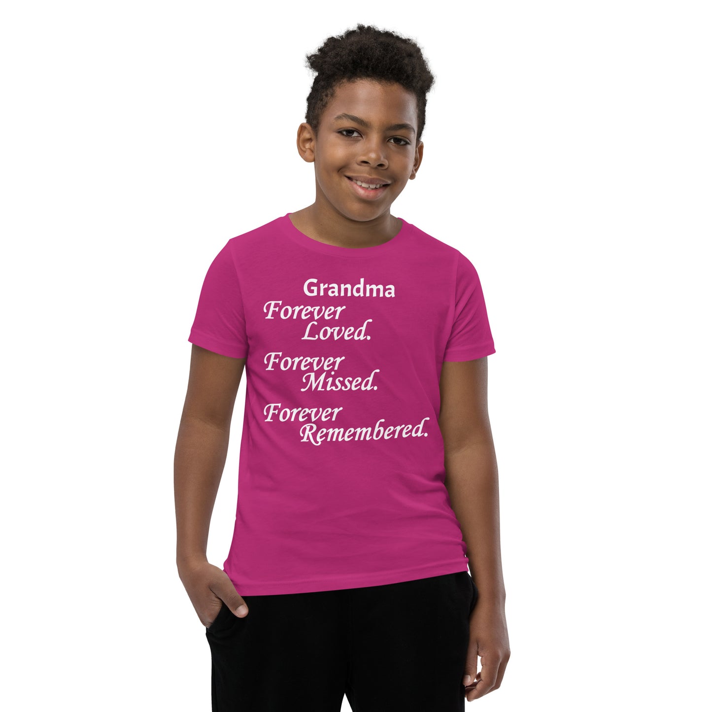 Bella + Canvas Combed and Ring-Spun Cotton Youth T-Shirt Block Design White Lettering