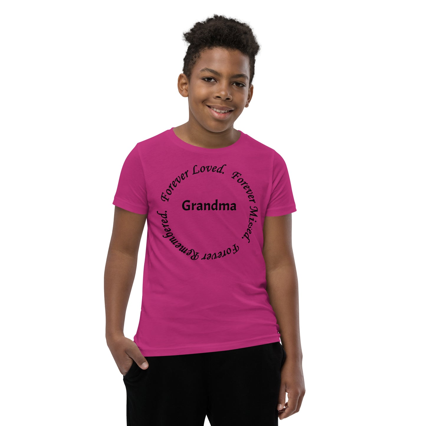 Bella + Canvas Combed and Ring-Spun Cotton Youth T-Shirt Circle Design Black Lettering